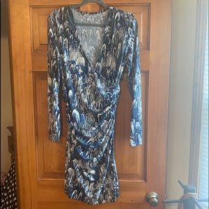 Jennifer Lopez blue multi shade fitted dress
